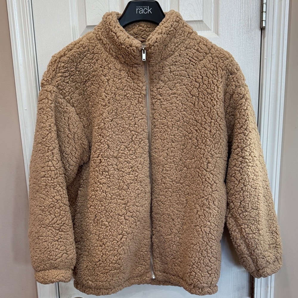 Nine West Women’s Tan Sherpa Teddy Jacket